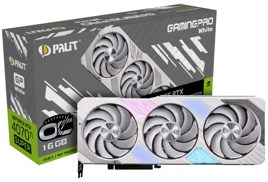 Відеокарта Palit GeForce RTX 4070 Ti SUPER GamingPro White OC (NED47TST19T2-1043W) 459905 фото