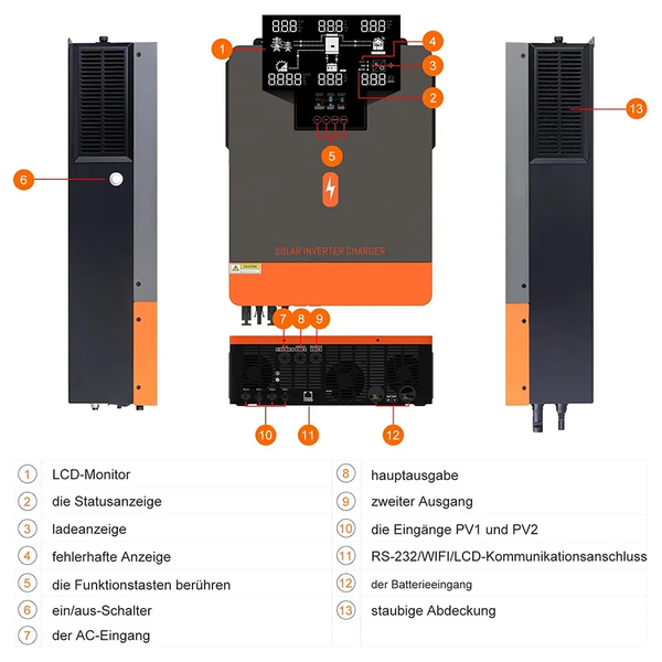 Гібридний сонячний інвертор (hybrid) PowMr POW-HVM10.2M 145301861255 фото